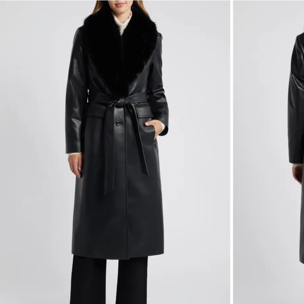 Black Faux Fur Leather Coat